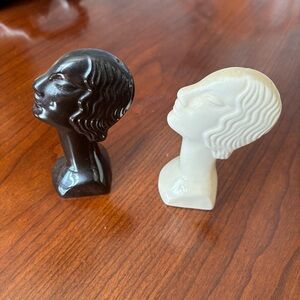 Elegant Vintage Black and Cream Ceramic Salt Pepper Shakers